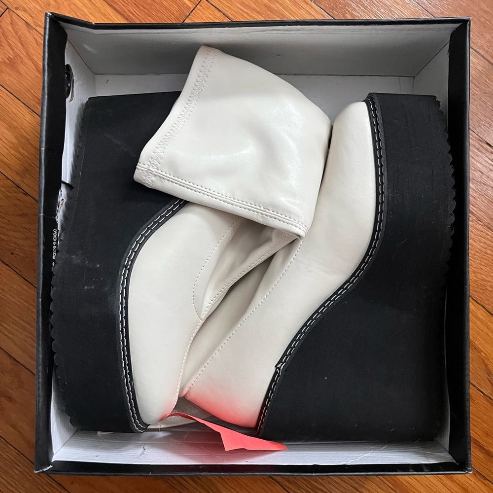 Women's Black and White Platform Boots